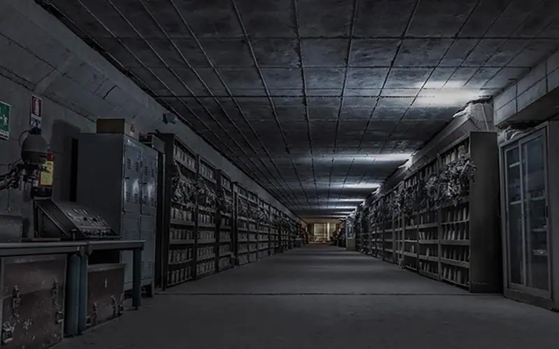 The long service tunnel of the bunker
