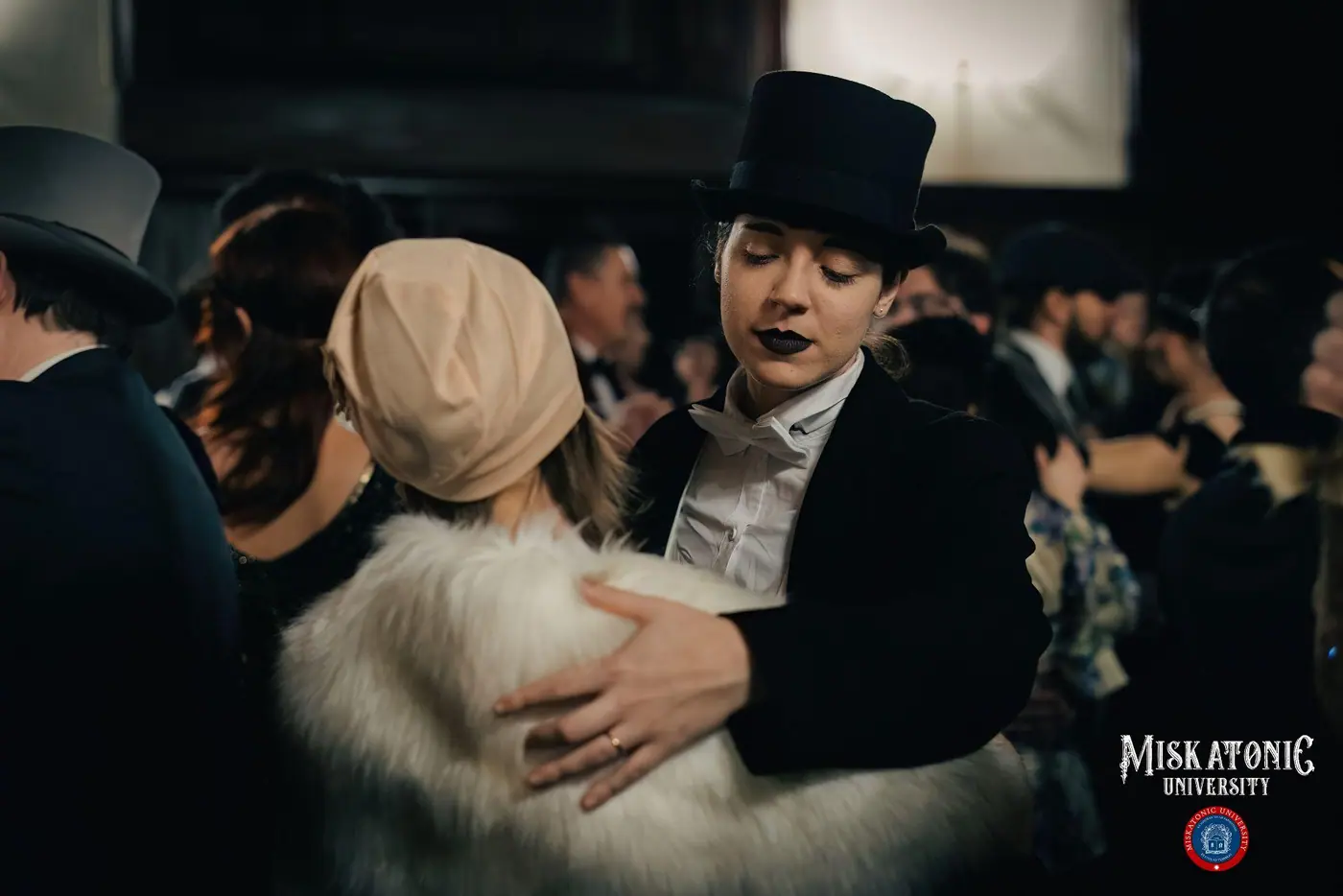 Masked guests at a ball during Miskatonic University
