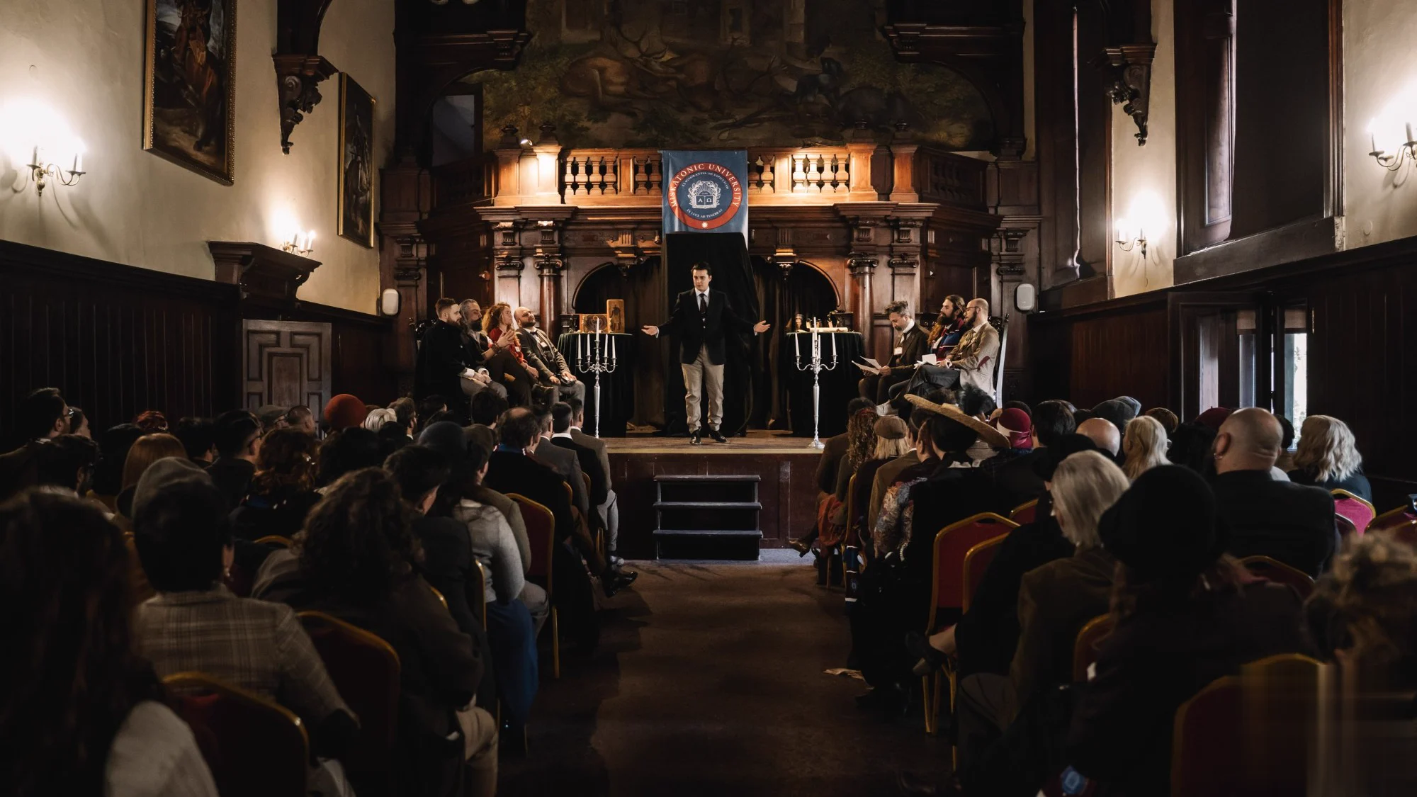 The whole university gathered in the Great Hall before the stage
